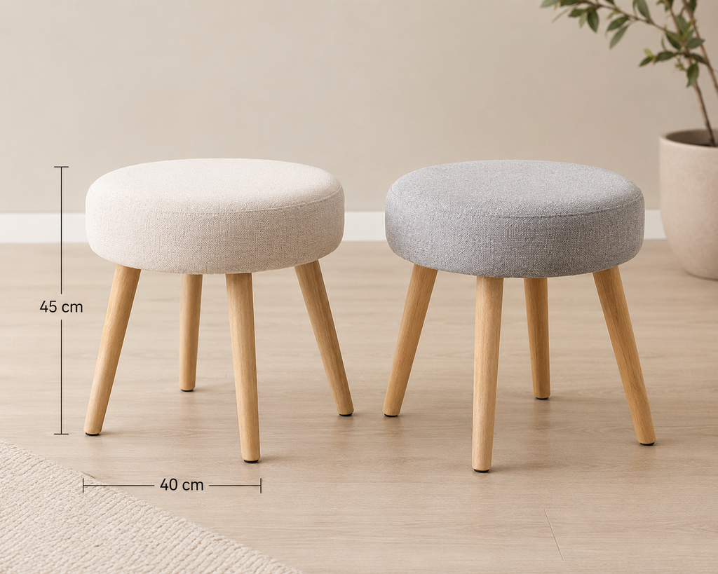 deux Poufs ronds 4 pieds
