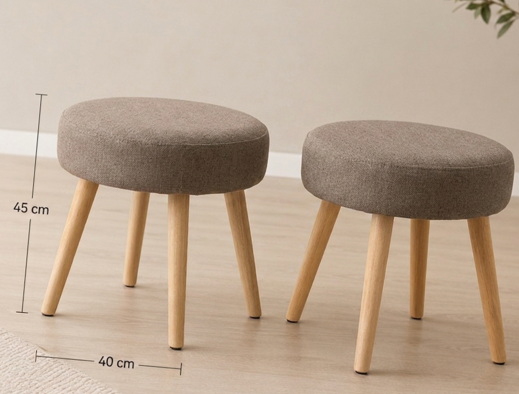 deux Poufs ronds 4 pieds