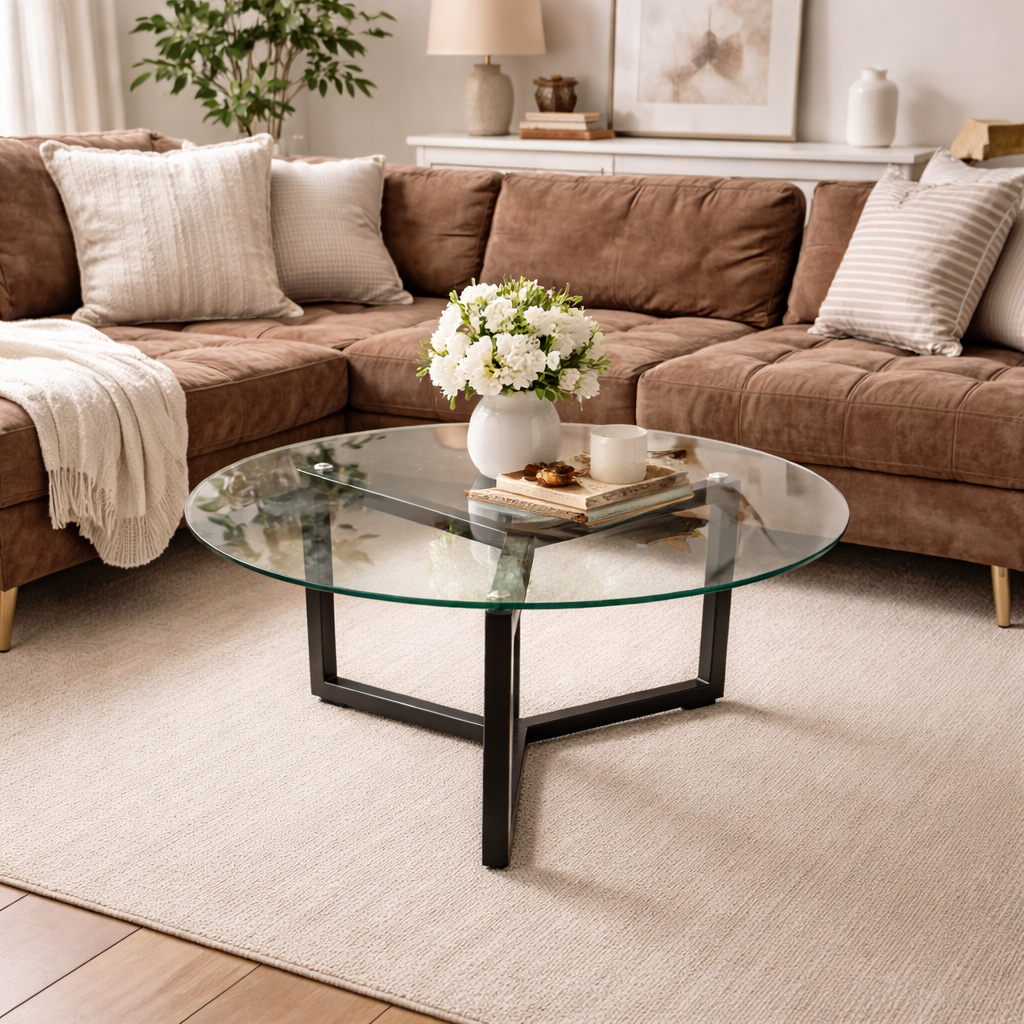table ronde en verre Rayon 60cm